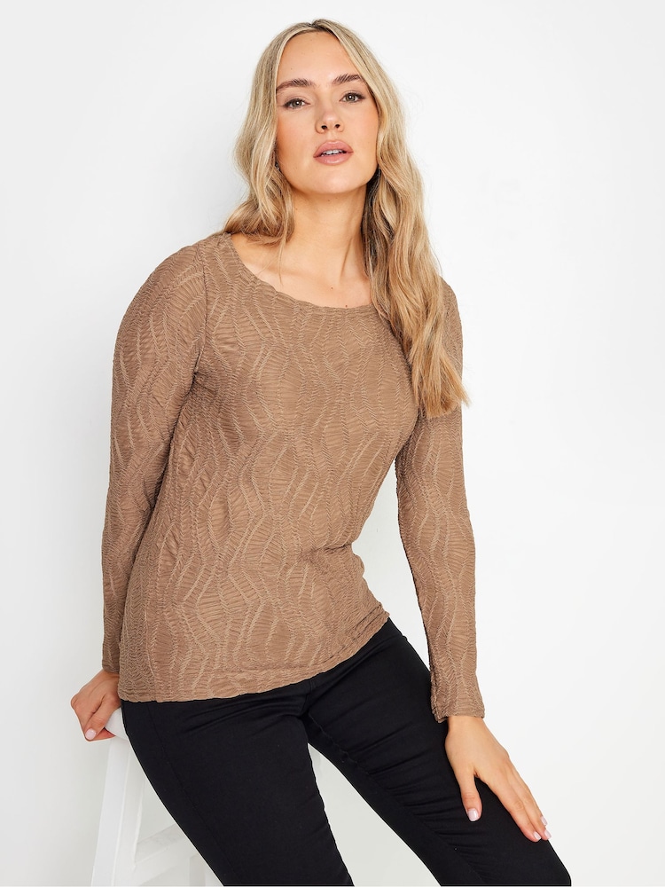 Long Tall Sally Natural Textured Slash Neck Top - Image 1 of 5