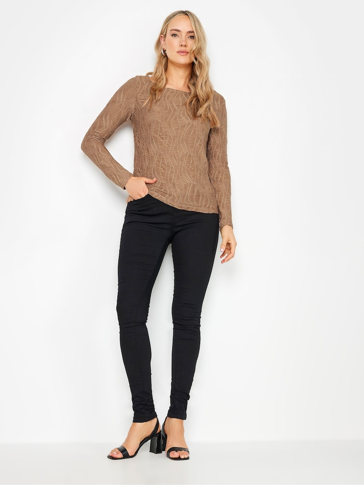 Long Tall Sally Natural Textured Slash Neck Top - Image 2 of 5