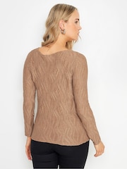 Long Tall Sally Natural Textured Slash Neck Top - Image 3 of 5
