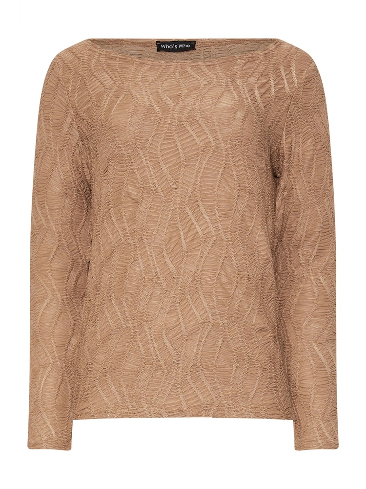 Long Tall Sally Natural Textured Slash Neck Top - Image 5 of 5