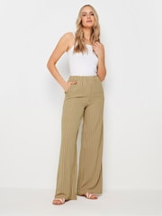 Long Tall Sally Natural Stripe Wide Leg Trousers - Image 1 of 5