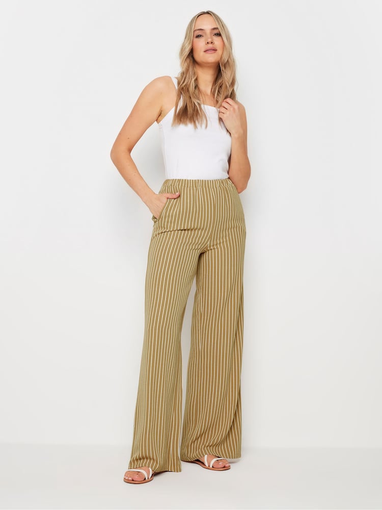 Long Tall Sally Natural Stripe Wide Leg Trousers - Image 1 of 5