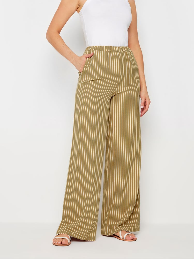 Long Tall Sally Natural Stripe Wide Leg Trousers - Image 2 of 5