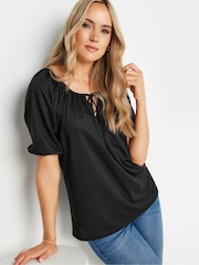 Long Tall Sally Black Keyhole Tie Top - Image 1 of 5