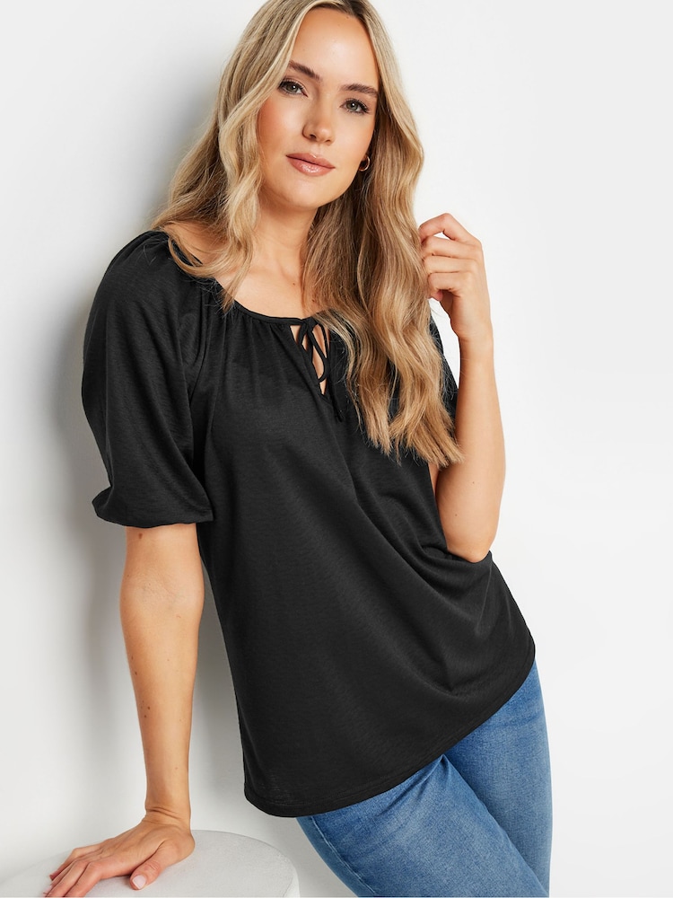 Long Tall Sally Black Keyhole Tie Top - Image 1 of 5