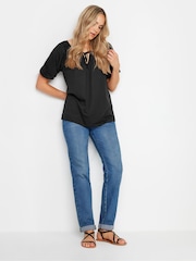 Long Tall Sally Black Keyhole Tie Top - Image 2 of 5