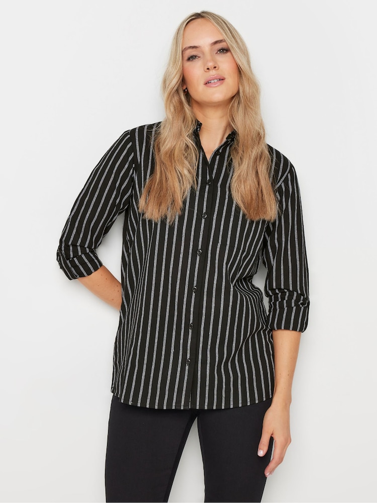 Long Tall Sally Black Stripe Long Sleeve 100% Cotton Shirt - Image 1 of 5