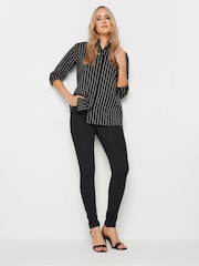 Long Tall Sally Black Stripe Long Sleeve 100% Cotton Shirt - Image 2 of 5