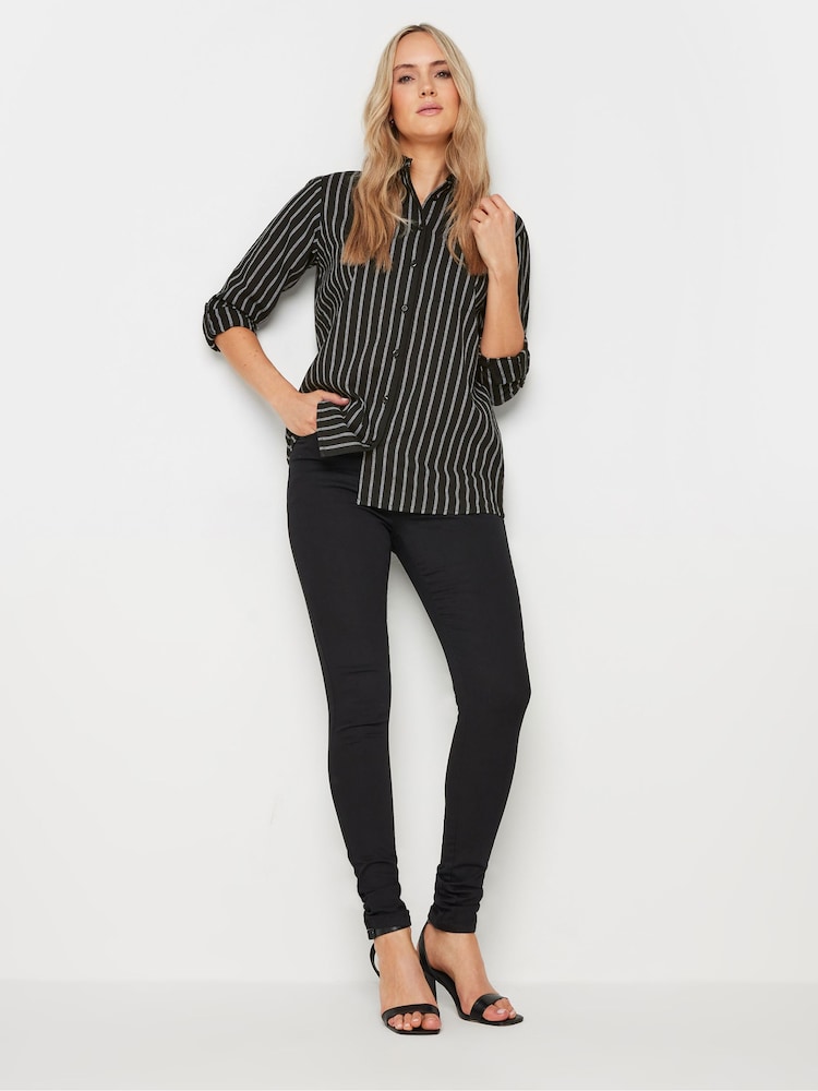 Long Tall Sally Black Stripe Long Sleeve 100% Cotton Shirt - Image 2 of 5