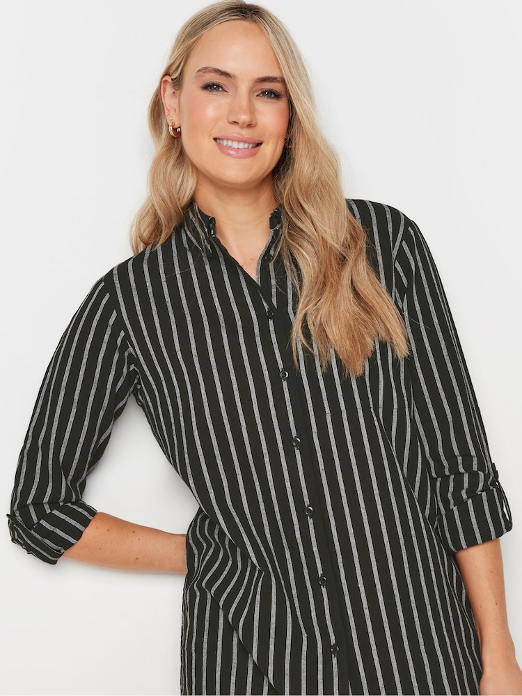 Long Tall Sally Black Stripe Long Sleeve 100% Cotton Shirt - Image 4 of 5