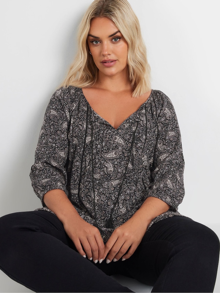 Yours Curve Paisley Boho Top - Imagen 1 de 5 Yours Curve Paisley Boho Top - Imagen 1 de 5
