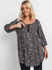 Yours Curve Black Paisley Boho Top - Image 2 of 5