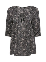 Yours Curve Black Paisley Boho Top - Image 5 of 5