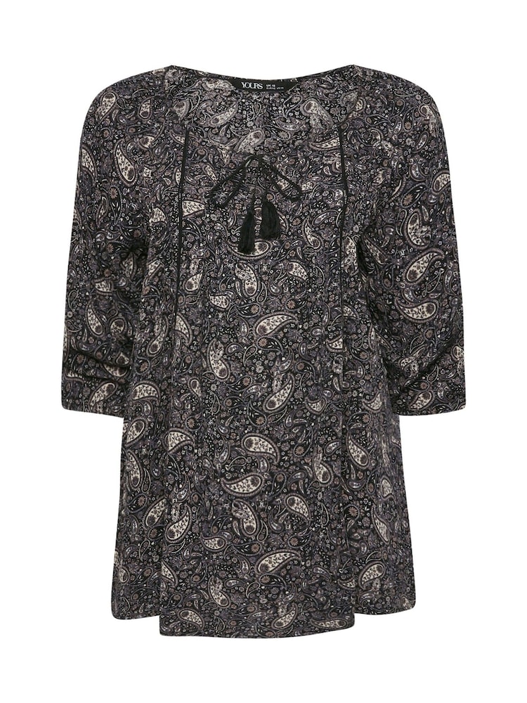 Yours Curve Black Paisley Boho Top - Image 5 of 5