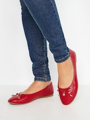 Long Tall Sally Red PU Ballet Shoes - Image 1 of 5
