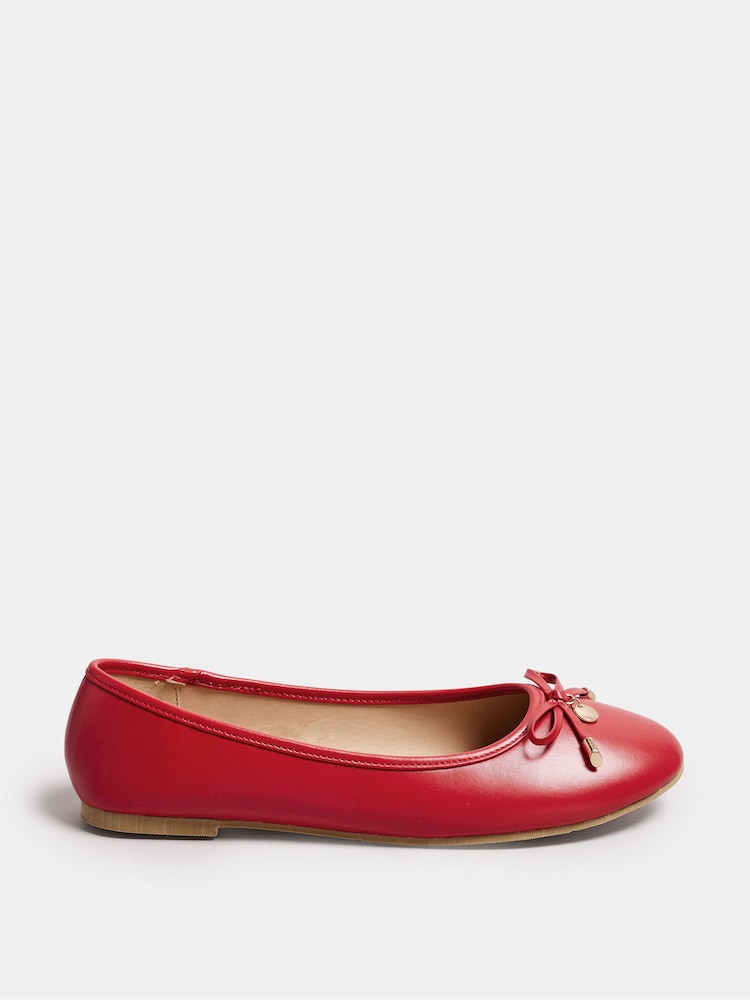 Long Tall Sally Red PU Ballet Shoes - Image 2 of 5