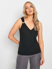Long Tall Sally Black V-Neck Hardwear Ribbed Vests 2 Pack - Image 2 of 8