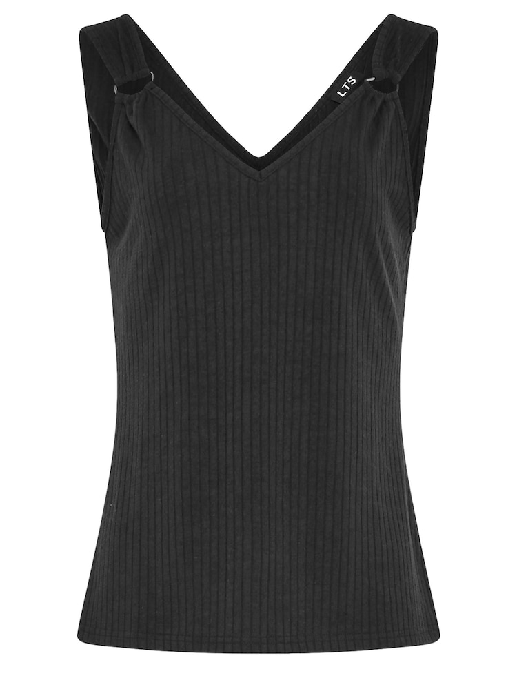 Long Tall Sally Black V-Neck Hardwear Ribbed Vests 2 Pack - Image 8 of 8