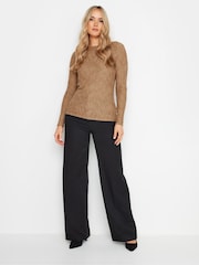 Long Tall Sally Natural Chrome Textured Slash Neck Top - Image 2 of 5