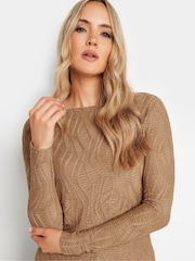 Long Tall Sally Natural Chrome Textured Slash Neck Top - Image 4 of 5