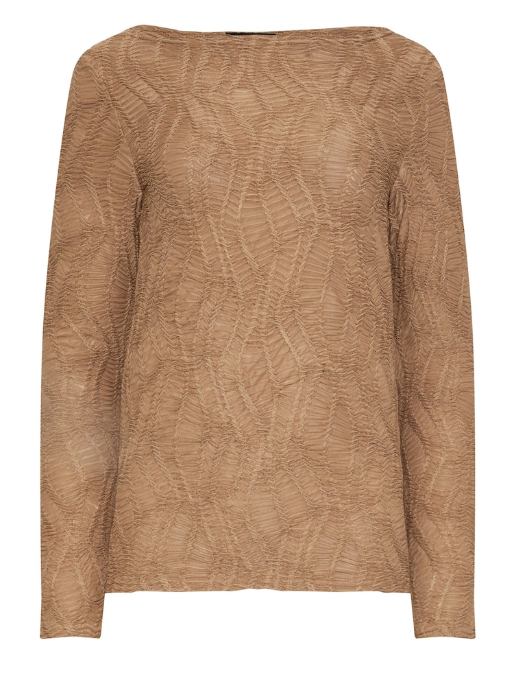 Long Tall Sally Natural Chrome Textured Slash Neck Top - Image 5 of 5