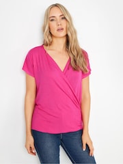 Long Tall Sally Pink Short Sleeve Wrap Top - Image 1 of 5