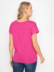 Long Tall Sally Pink Short Sleeve Wrap Top - Image 3 of 5