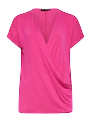 Long Tall Sally Pink Short Sleeve Wrap Top - Image 5 of 5