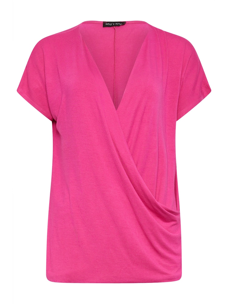 Long Tall Sally Pink Short Sleeve Wrap Top - Image 5 of 5