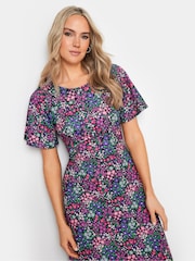 Long Tall Sally Black Bright Ditsy Flutter Sleeve Midi Dress - Image 4 of 5