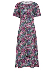 Long Tall Sally Black Bright Ditsy Flutter Sleeve Midi Dress - Image 5 of 5
