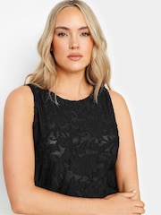 Long Tall Sally Black Floral Burnout Sleeveless Vest - Image 4 of 5
