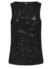 Long Tall Sally Black Floral Burnout Sleeveless Vest - Image 5 of 5