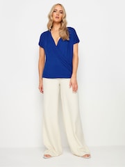 Long Tall Sally Blue Short Sleeve Wrap Top - Image 2 of 5
