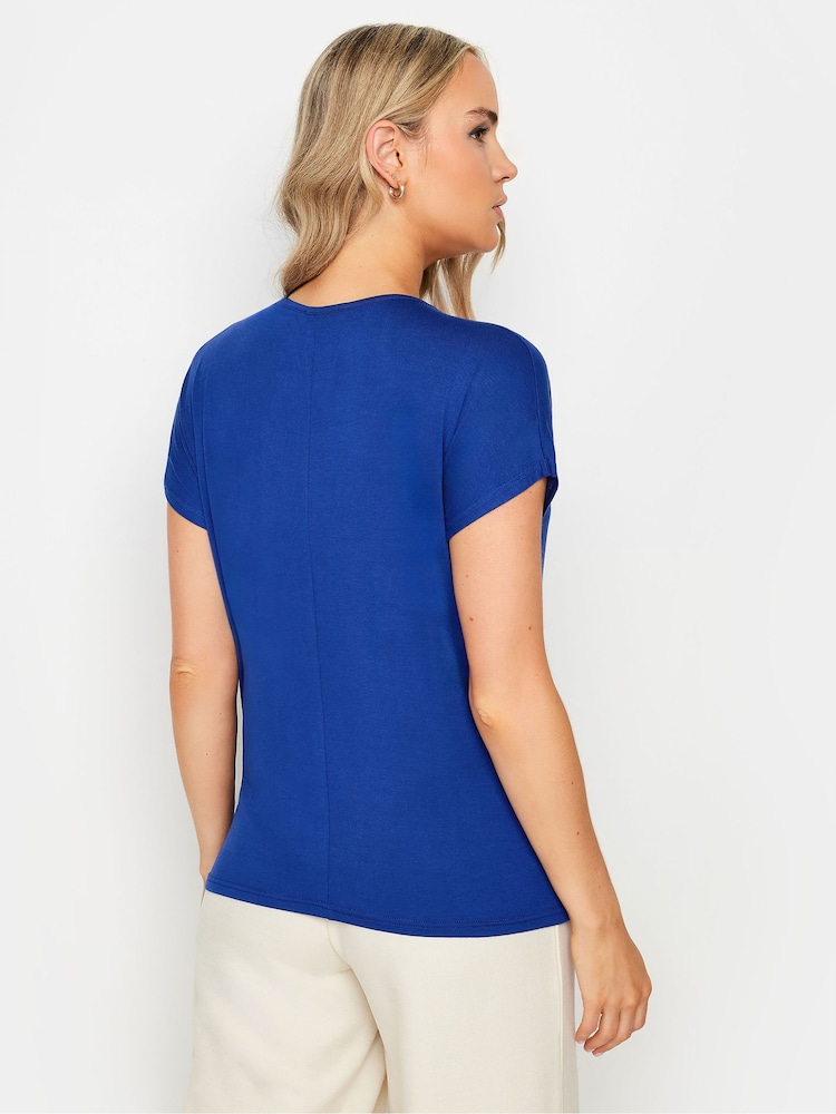 Long Tall Sally Blue Short Sleeve Wrap Top - Image 3 of 5
