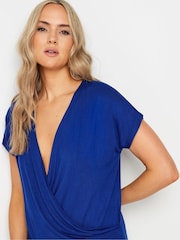 Long Tall Sally Blue Short Sleeve Wrap Top - Image 4 of 5