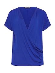 Long Tall Sally Blue Short Sleeve Wrap Top - Image 5 of 5