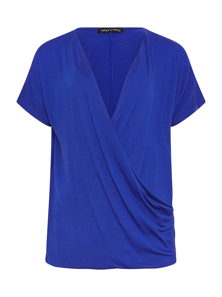 Long Tall Sally Blue Short Sleeve Wrap Top - Image 5 of 5