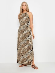 Long Tall Sally Brown Animal Halter Neck Maxi Dress - Image 2 of 5