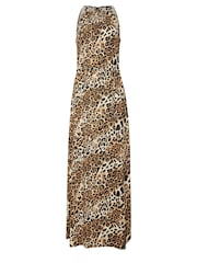 Long Tall Sally Brown Animal Halter Neck Maxi Dress - Image 5 of 5
