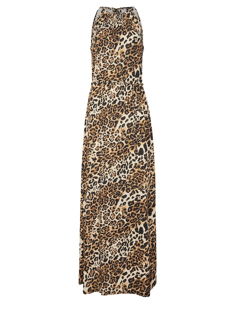 Long Tall Sally Brown Animal Halter Neck Maxi Dress - Image 5 of 5