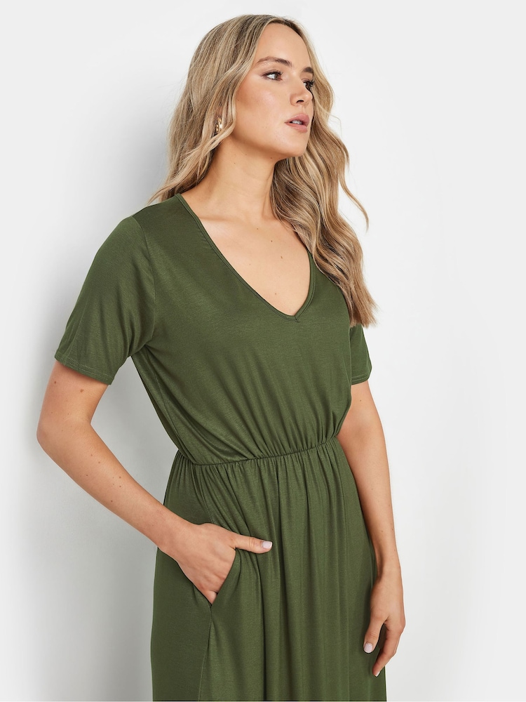 Long Tall Sally Green 100% Cotton Maxi T-Shirt Dress - Image 4 of 5