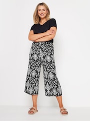 M&Co Black Tile Print Bubble Crepe Trousers - Image 1 of 5