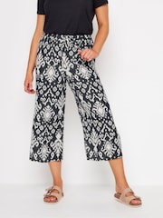 M&Co Black Tile Print Bubble Crepe Trousers - Image 2 of 5
