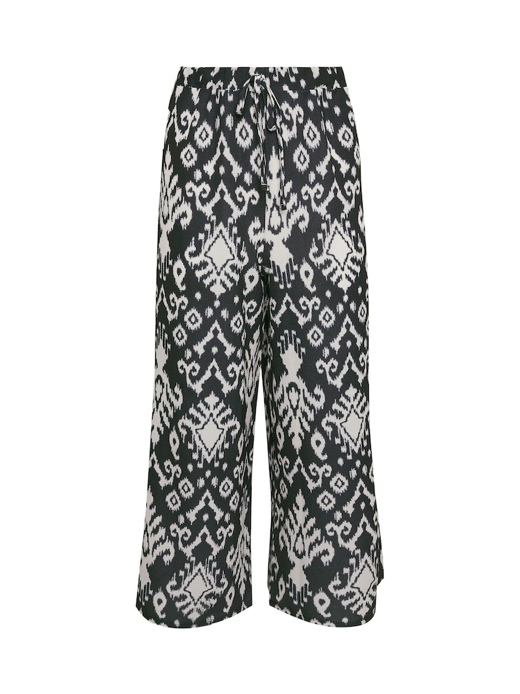 M&Co Black Tile Print Bubble Crepe Trousers - Image 5 of 5