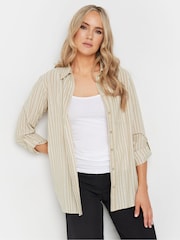 Long Tall Sally Natural Stripe Long Sleeve 100% Cotton Shirt - Image 1 of 6
