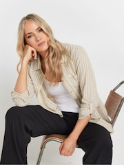 Long Tall Sally Natural Stripe Long Sleeve 100% Cotton Shirt - Image 2 of 6
