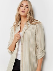 Long Tall Sally Natural Stripe Long Sleeve 100% Cotton Shirt - Image 5 of 6
