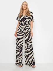 Long Tall Sally Natural Abstract Wrap Jumpsuit - Image 1 of 5