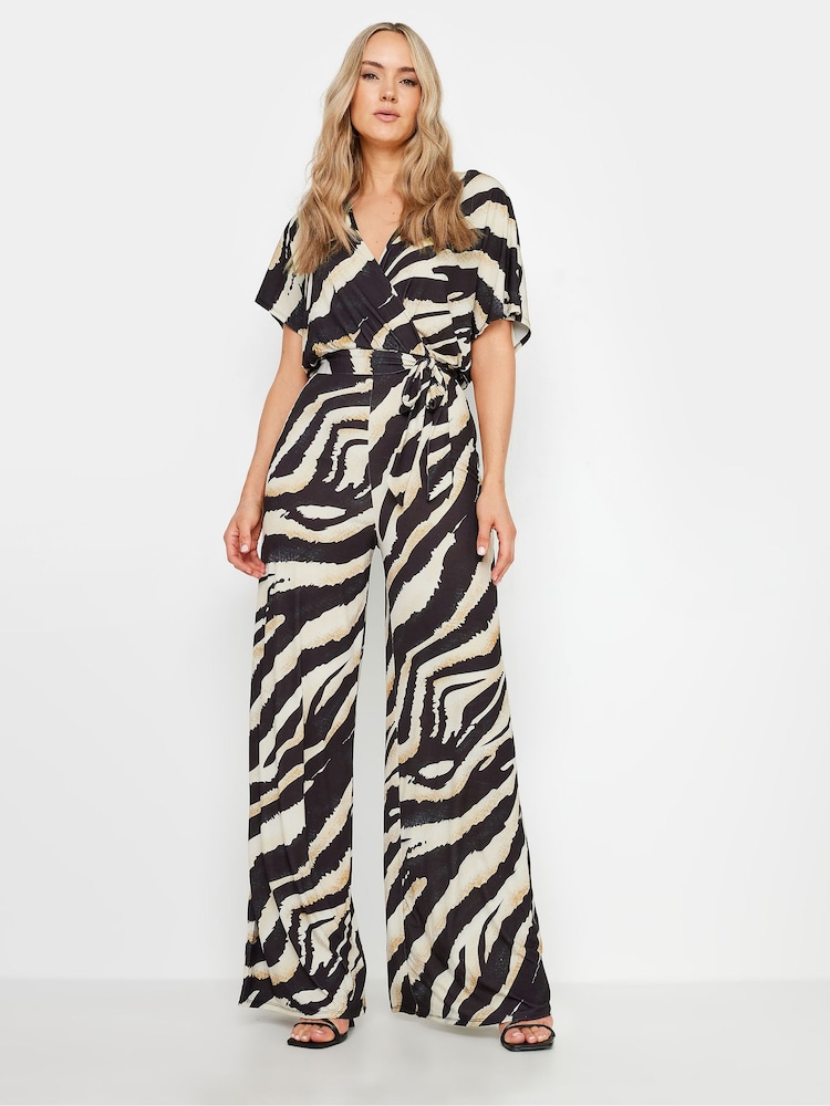 Long Tall Sally Natural Abstract Wrap Jumpsuit - Image 1 of 5